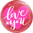 1 Ballon Sphere love you Pink Hearts Red Glitter 10” - Prima