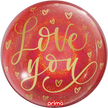 1 Ballon Sphere love you gold hearts red Glitter 20” - Prima