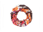 foulard tube motif fleurs brun/orange/rose