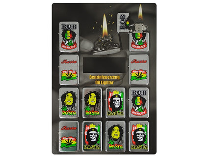 briquet à essence métal motifs rasta mix