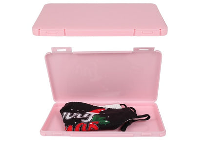 boite transport plastique slim pour masque rose