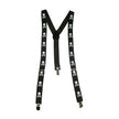 bretelles noir avec motifs cranes pirate