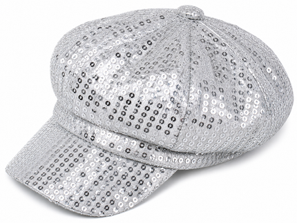 casquette à sequins argent