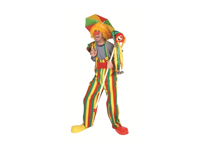 salopette homme clown raye