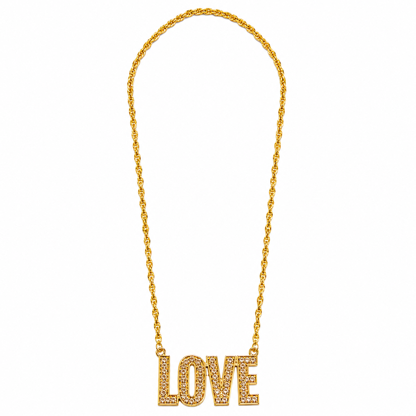 collier métallique doré love