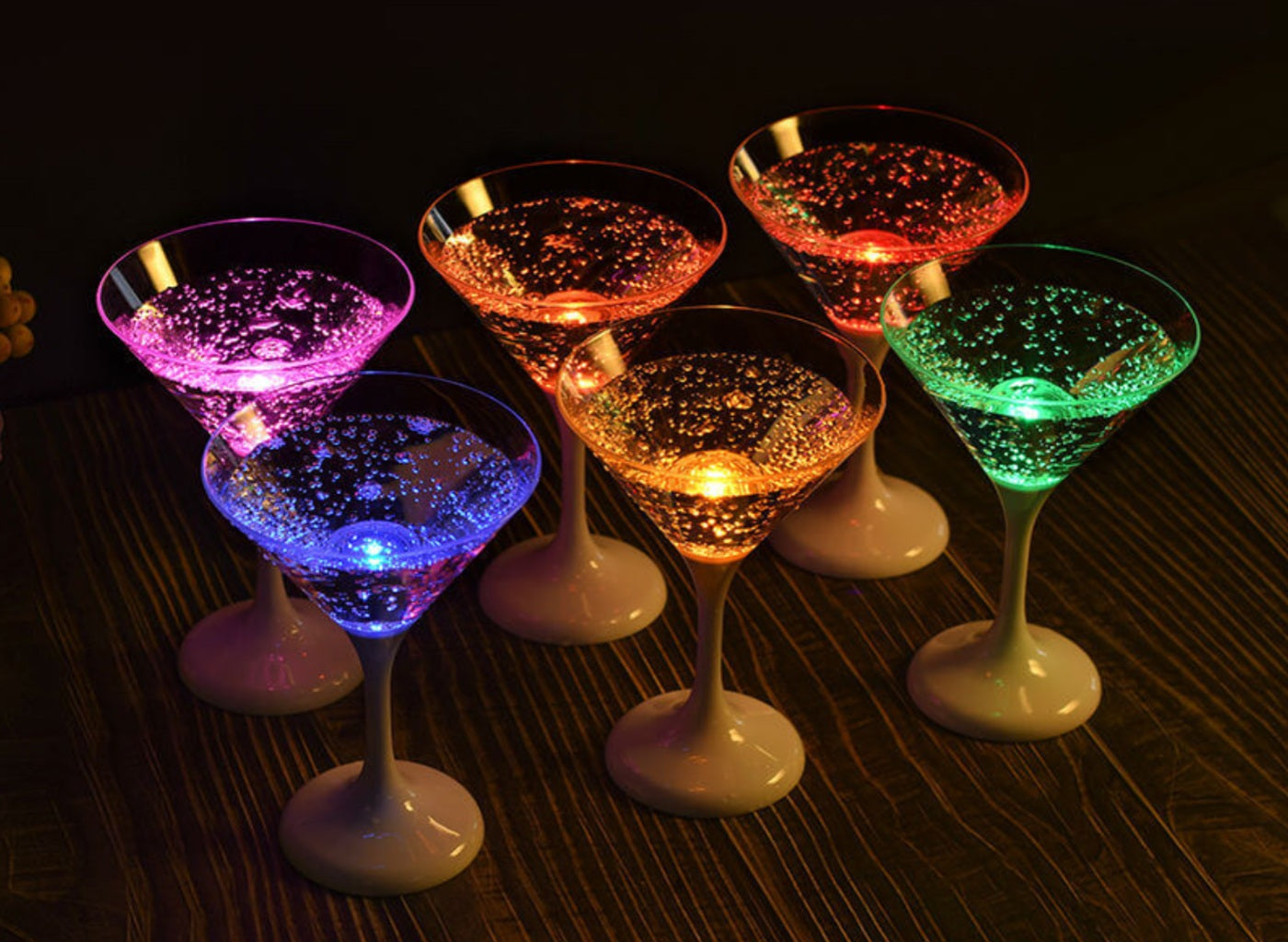 lot de 6 verres coupes à martini cocktail lumineux led
