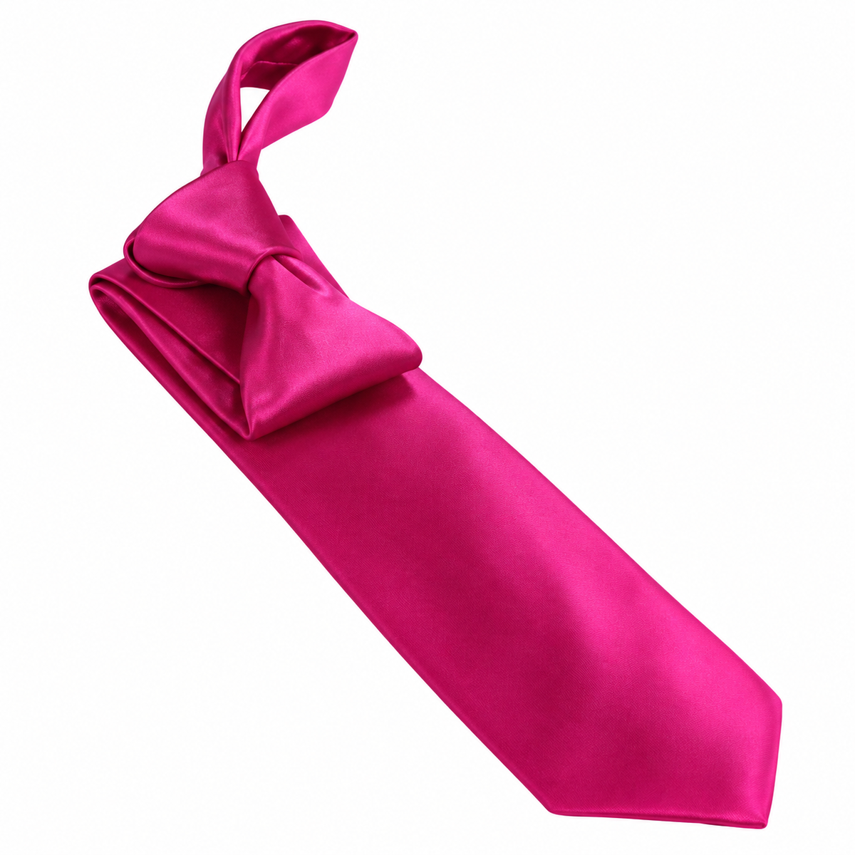 Cravate unie fuchsia en satin de 46 cm