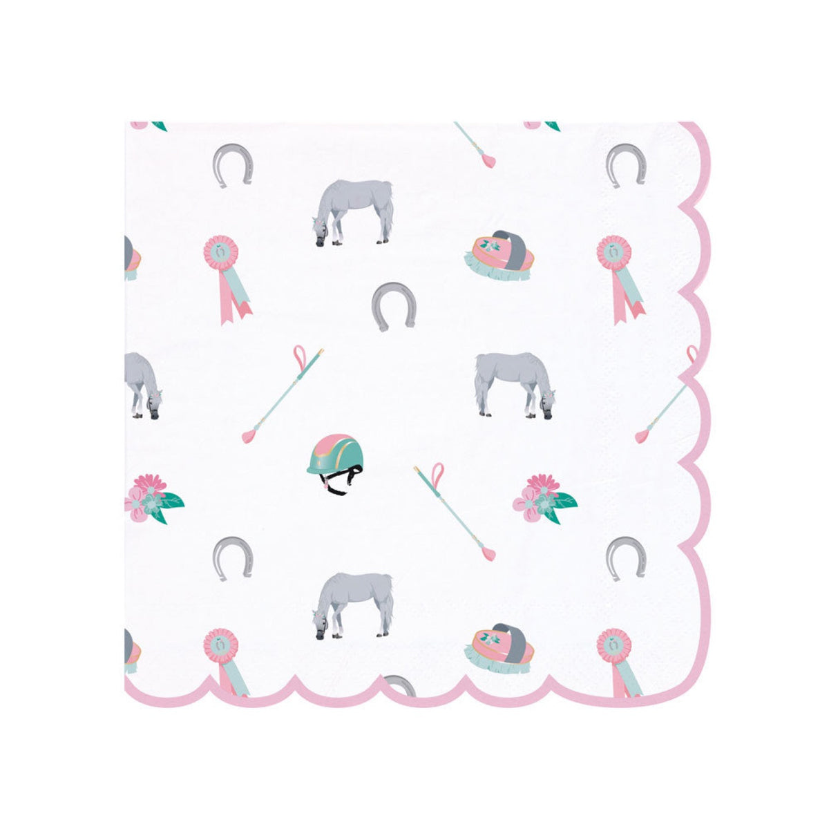 SERVIETTES FESTONNEES 33X33CM CHEVAL X 16