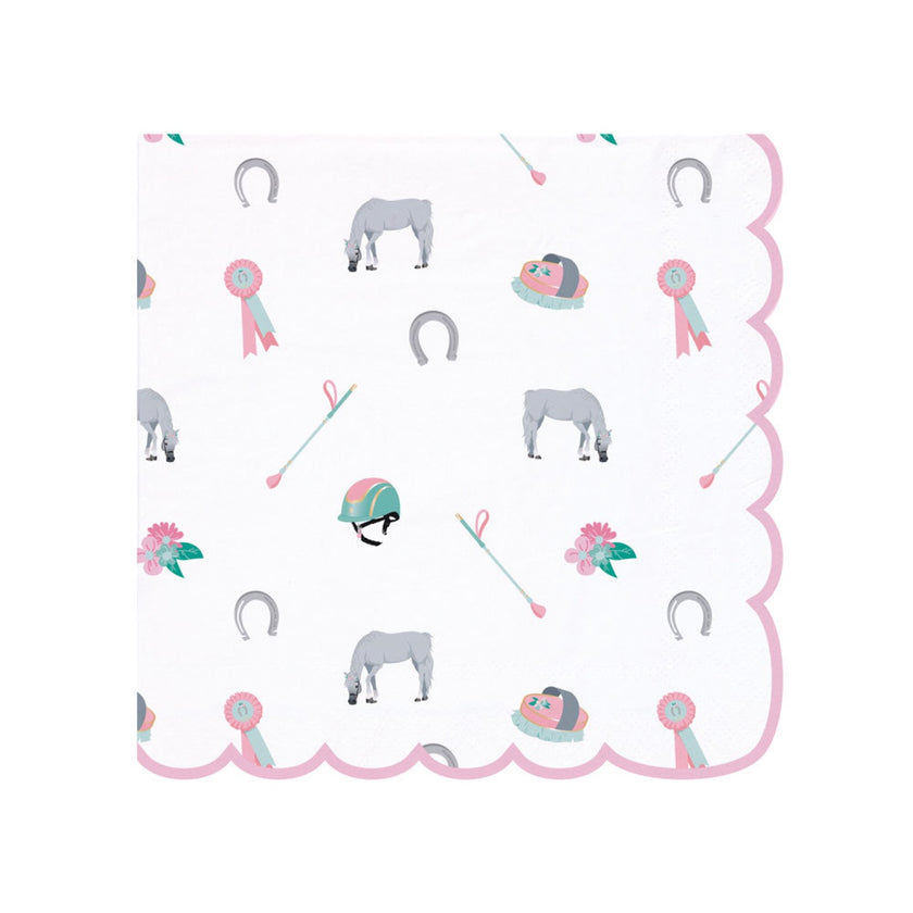SERVIETTES FESTONNEES 33X33CM CHEVAL X 16