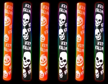 baton lumineux mousse crânes halloween 47cm