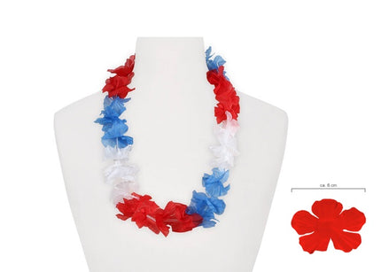 collier de fleurs, france bleu blanc rouge 60mm