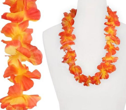 collier de fleurs, tahiti orange et jaune 60mm