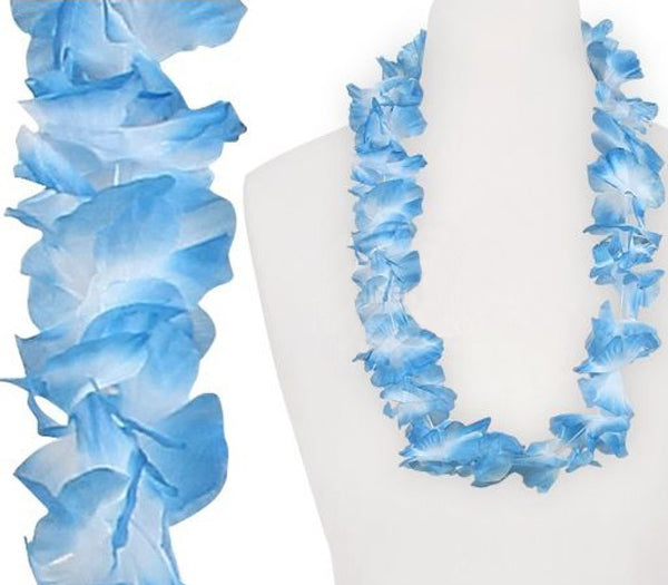 collier de fleurs, tahiti bleu blanc 60mm