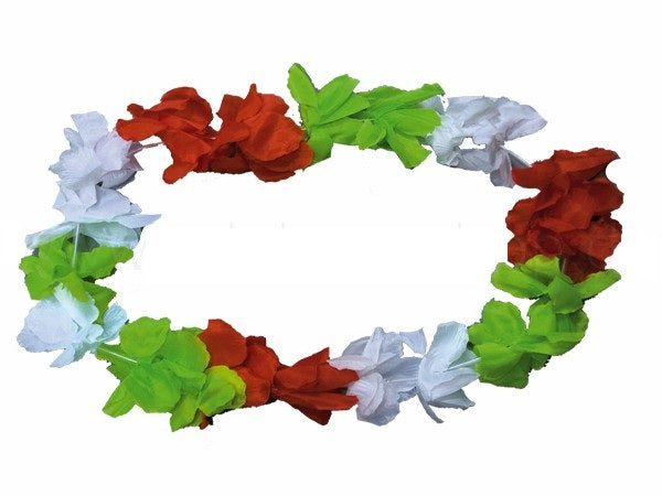 collier de fleurs épais tahiti italie vert blanc rouge 120mm