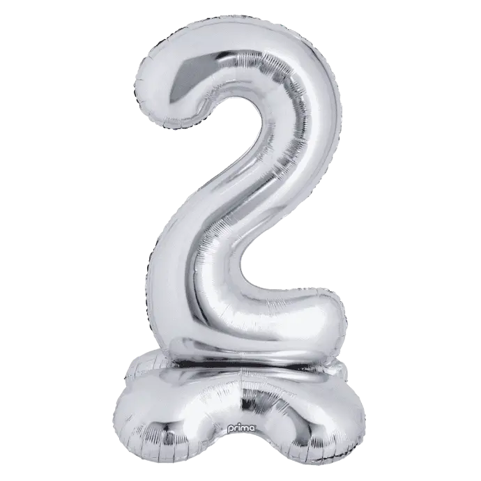 Ballon Chiffre 2 Argent Standing 40