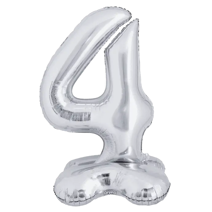 Ballon Chiffre 4 Argent Standing 40