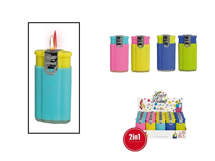 lot de 25x briquets électroniques 2 flammes neon mix