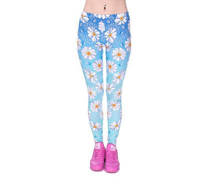 pantalon legging marguerites bleu