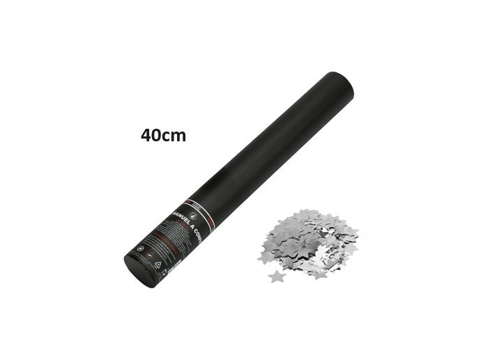 canon à confettis papier etoile argent ignifugés 40cm