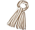 écharpe tricot motifs losanges brun beige blanc