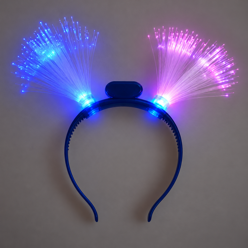 Serre-tête lumineux à fibres optiques bleues et roses