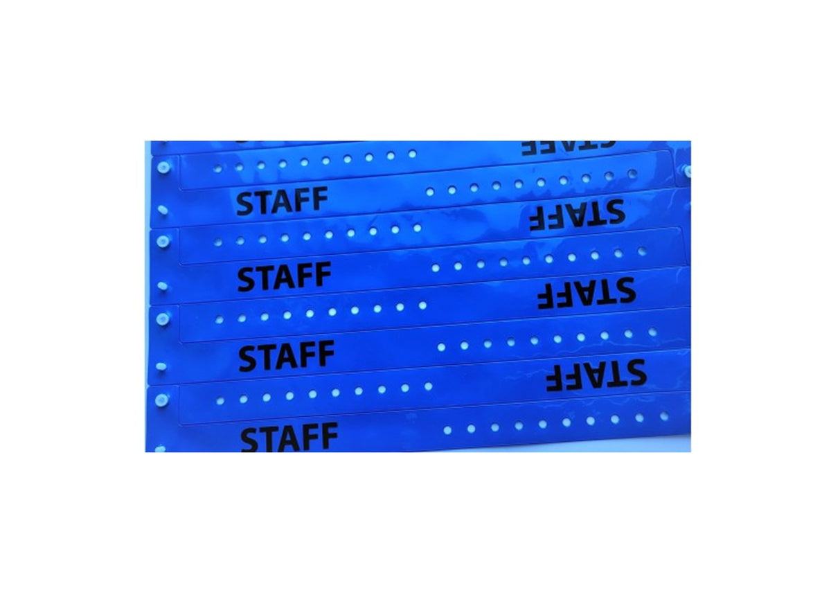 bracelet vinyle brillant marqué staff bleu 19mm