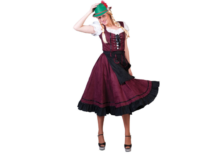 robe tyrolienne longue marron avec tablier femme