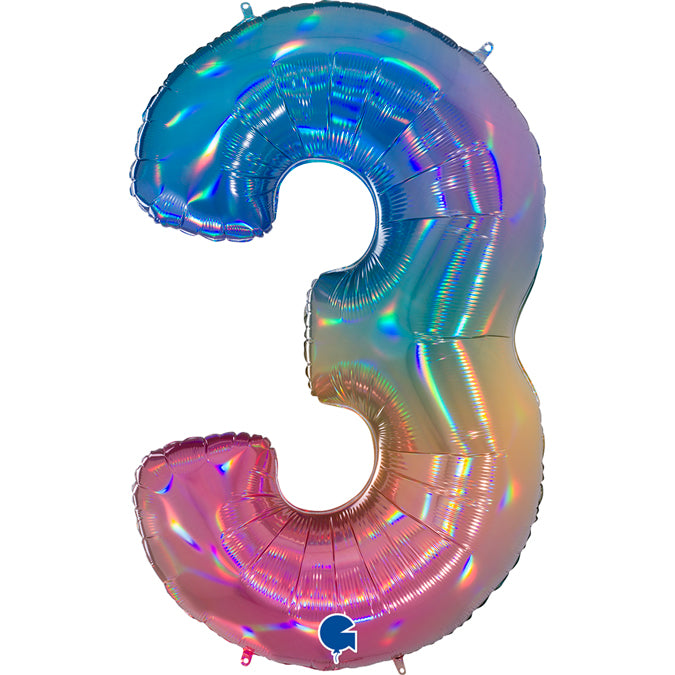 Chiffre 3 Colorful Rainbow 40