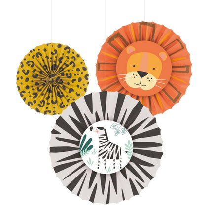 3 Décorations Papier Animaux Savane - Amscan