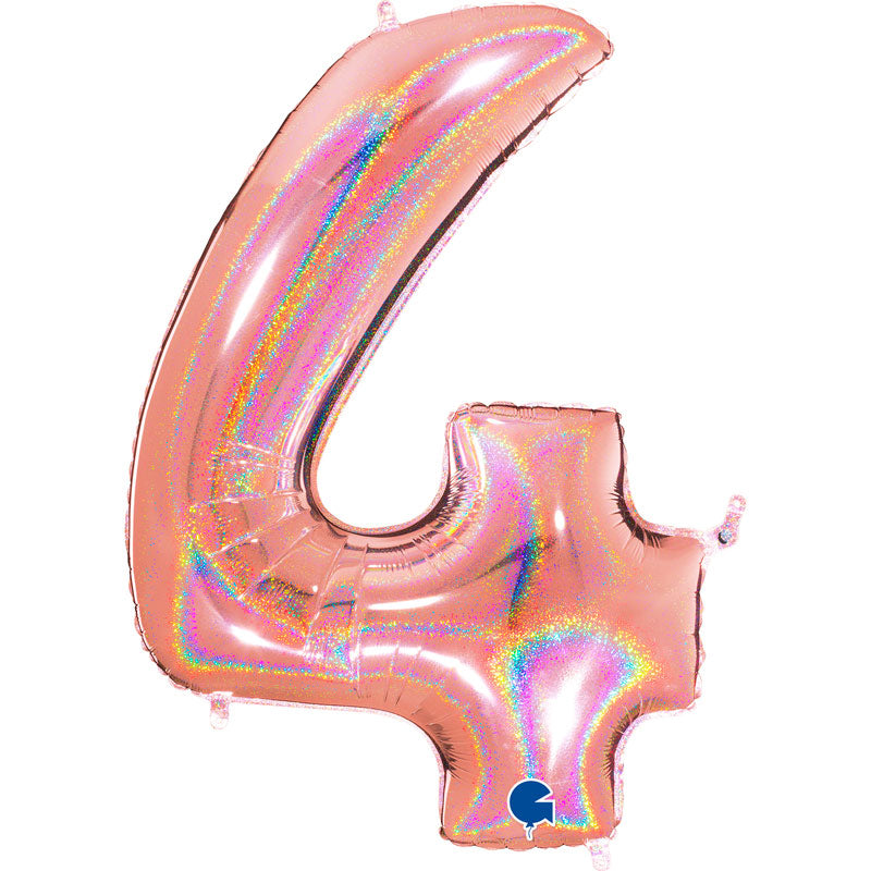 Chiffre 4 Holographic Rose Gold 40