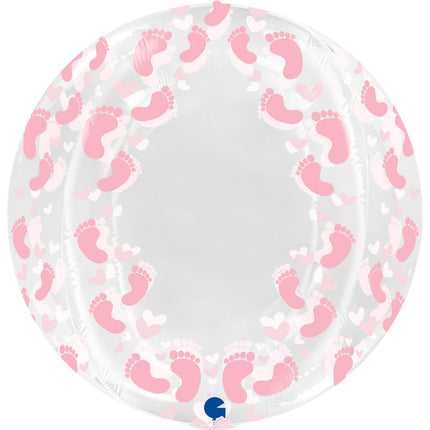Globe Transparent Imprimé Pied Rose 19