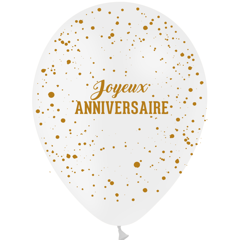 8 Ballons HG112 Joyeux Anniversaire Dots - PMS