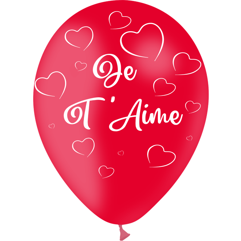 25 Ballons Latex HG112 Je T'Aime Cœurs Rouge - PMS