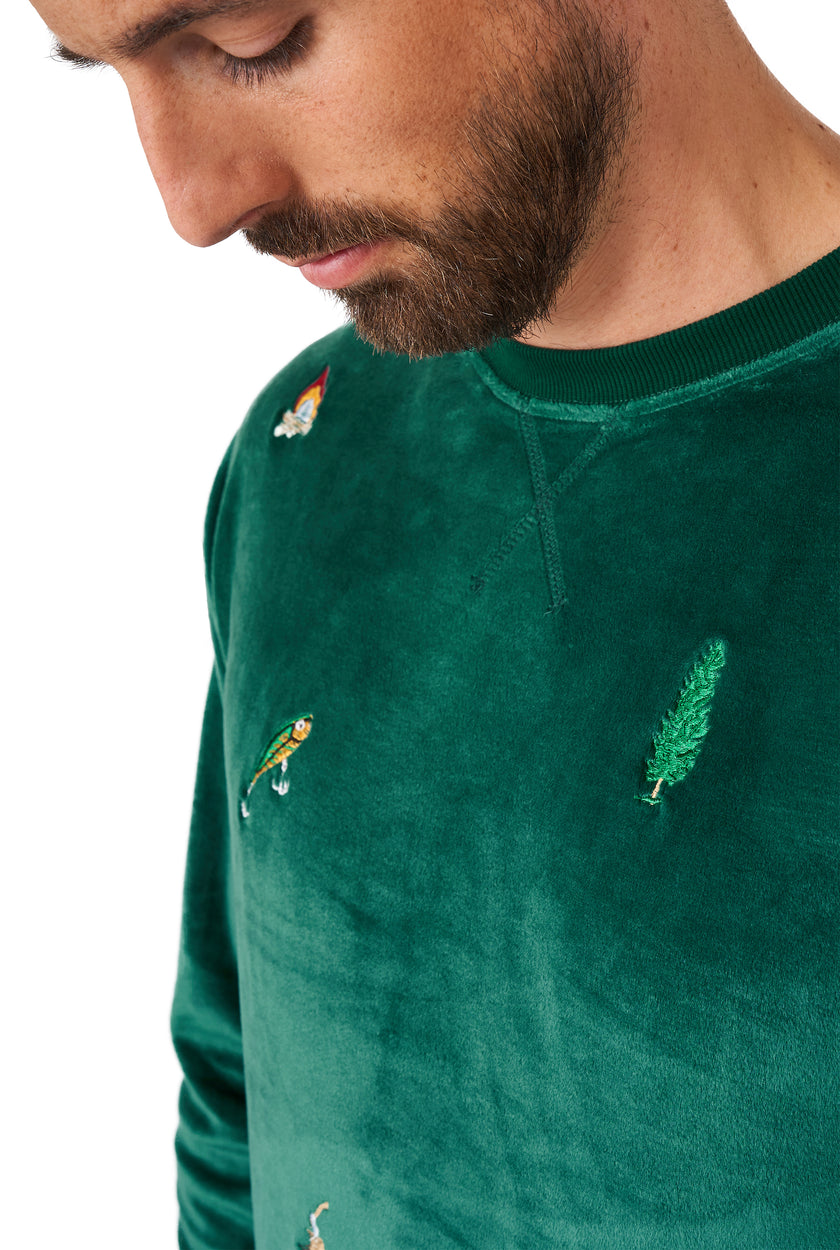 Pull OppoSuits Deluxe Velvet Green - Xmas Icons
