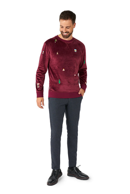 Pull OppoSuits Deluxe Velvet Red - Xmas Icons