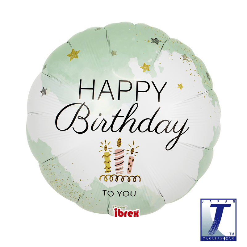 Ballon Aluminium Happy Birthday Turquoise 14