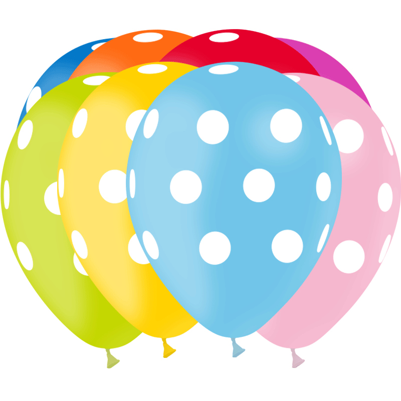 8 Ballons Latex HG112 Pois Assortis - PMS