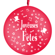 1 Ballon Latex HG3' Joyeuses Fêtes Rouge - PMS